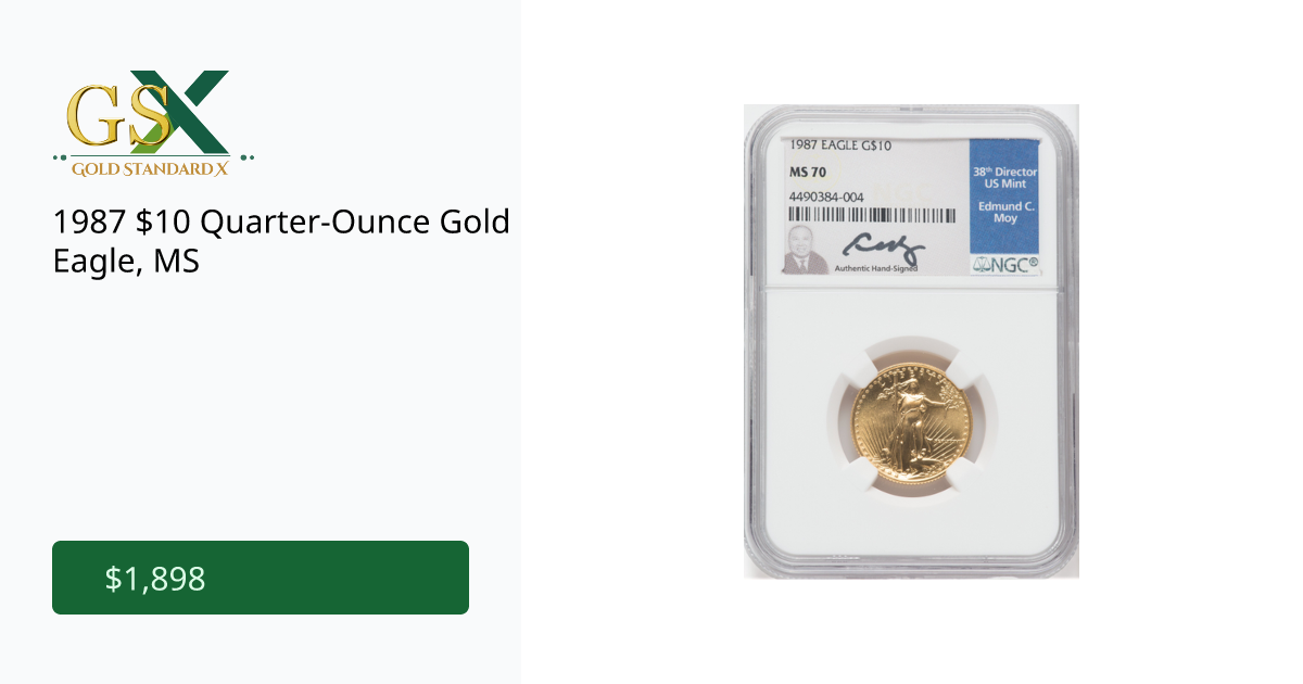1987 10 QuarterOunce Gold Eagle, MS GoldStandardX
